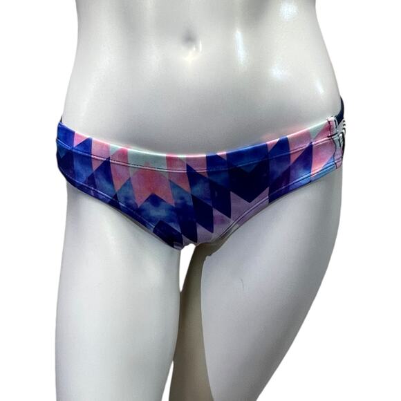 DOLFIN XS Geometric Print Bikini Bottom Pink Navy Blue Striped Swimwear Athletic - Picture 12 of 16